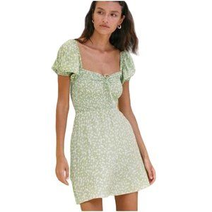 NWT Faithfull the Brand Agathe Mini Dress in green Kaia Floral US 6 M medium